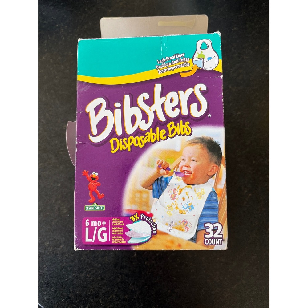 Bibsters Disposable Bibs Sesame Street Large open box 6 Months+, 16 count